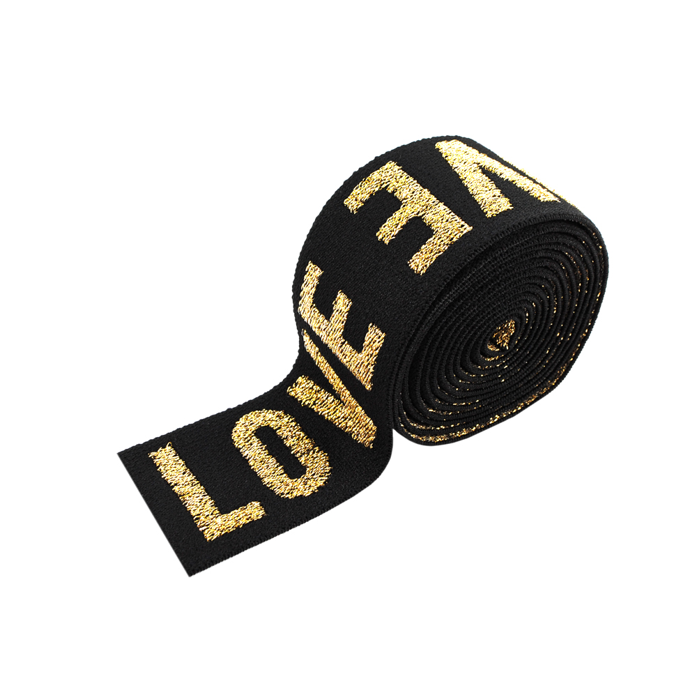 Резинка LOVE 4см, черный, золото, ярд. Резинка