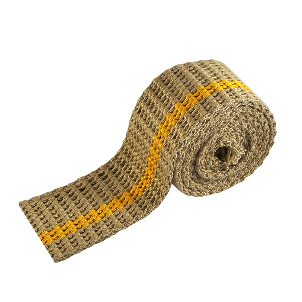 Тесьма ременная 3,5см хаки, желтая полоса, м. Тесьма Сумочная, Ременная