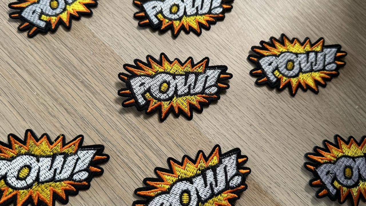 Шеврон клеевой Pow!, желтый, белый, черный, шт. Нашивка Ткань