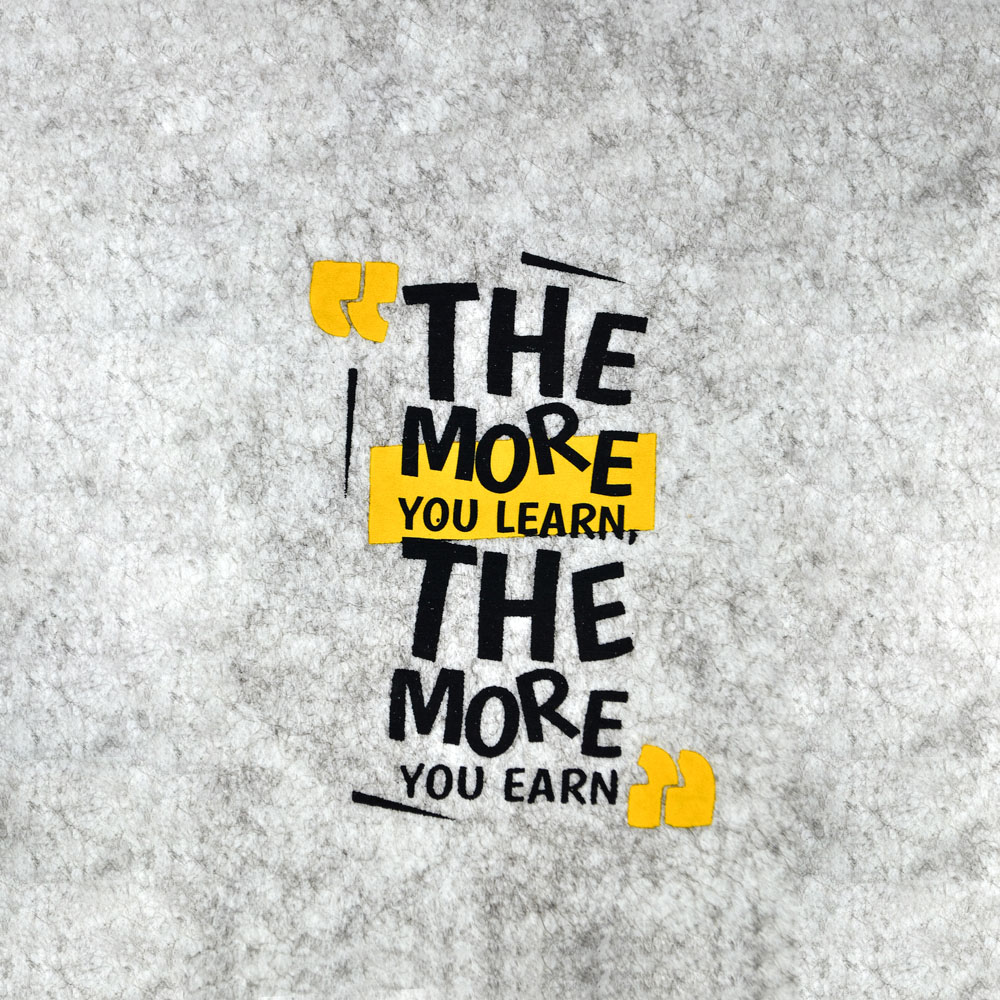 Термоаппликация №13-13 The more you learn… (текст) черно-желтая, 70*95мм, шт. Термопереводки Надписи