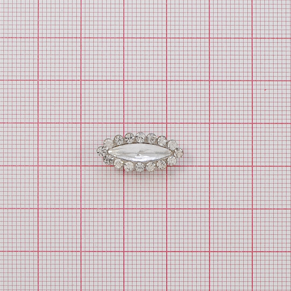 Стразы пришивные в металле, оправа из камней, лодка, 4*15мм, crystal, шт. Стразы пришивные в металле