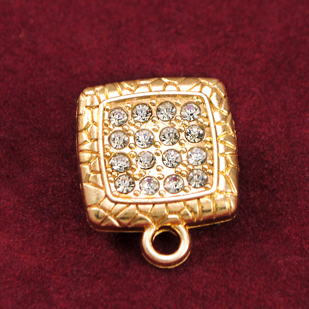 Подвеска металл Квадрат со стразами, 1,7*1,7см, зол., камни АА, шт. Подвески