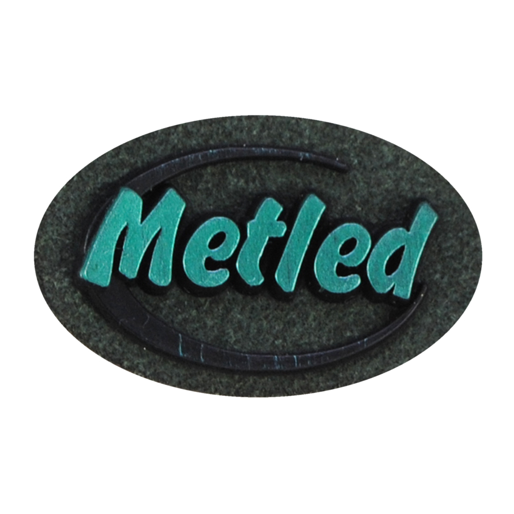 Лейба к/з Metled, 3,5*2см, овал, зеленый фон, напыление, шт. Лейба Кожзам
