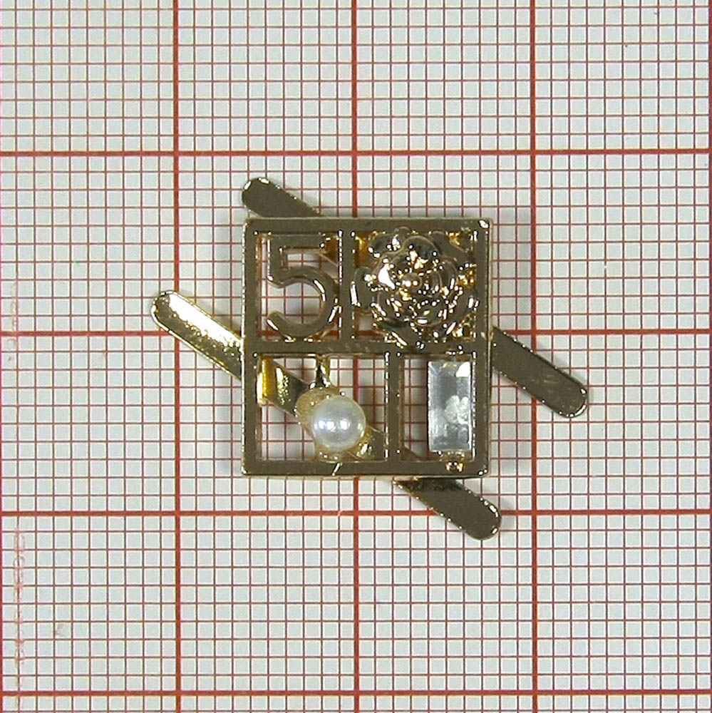 Краб металл 94906 Рамка 5-роза 14мм GOLD, белые камни, жемчуг, шт. Крабы Металл Геометрия Декор