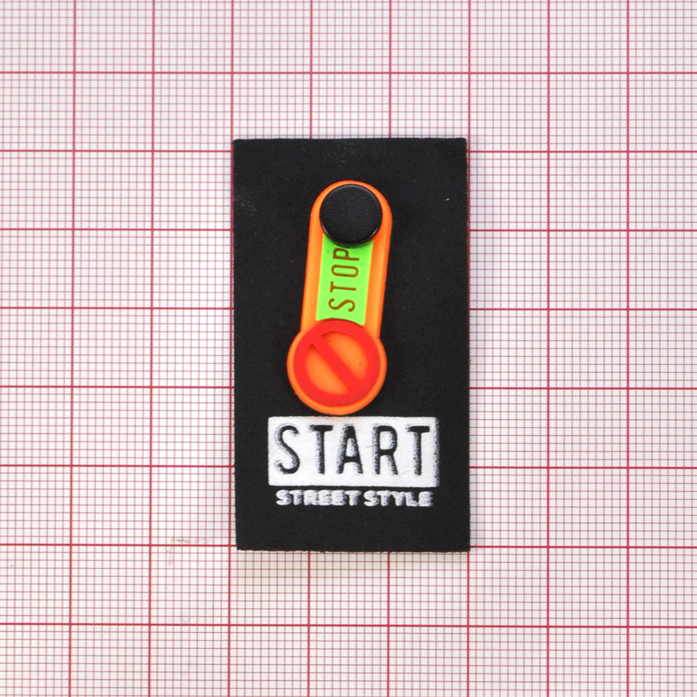 Лейба с хольнитеном, ткань и резина Start, 5.2*3см, черный, белый, зеленый, оранжевый, красный, шт. Лейба Ткань