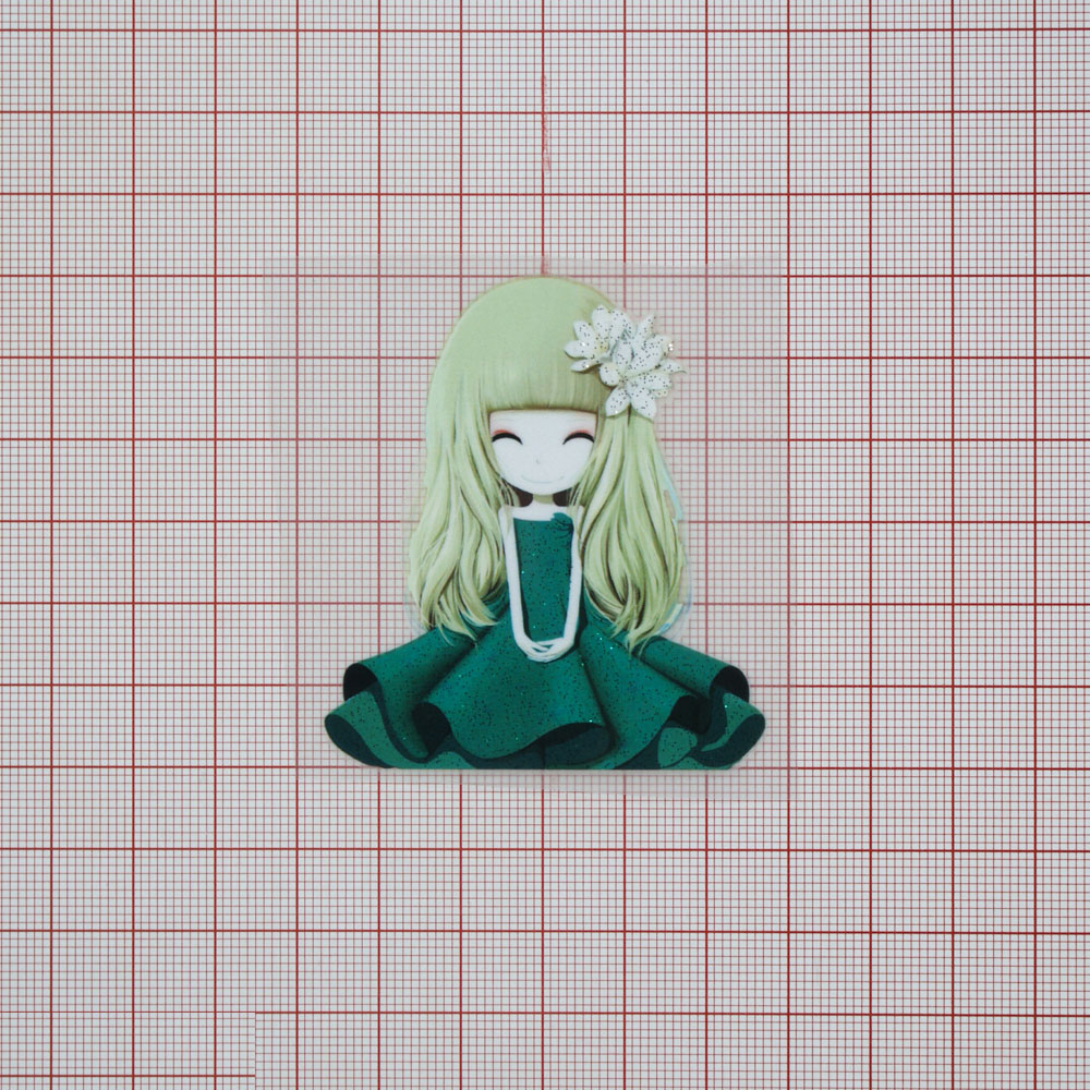 Термоаппликация Девочка лилия маленькая 5,3*6см., зеленая, шт. Термоаппликации Накатанный рисунок