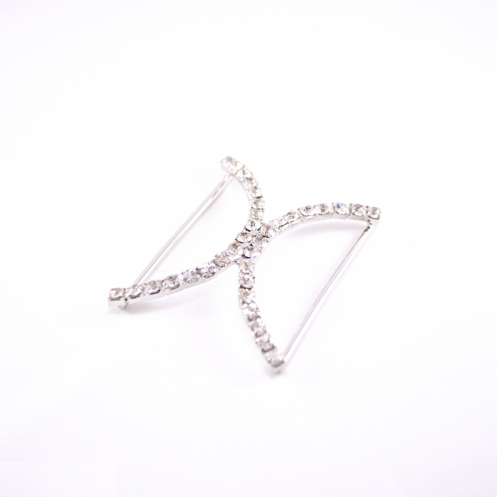 Украшение стеклянное А-34 NIKEL / Х изогнутая сред./. Перетяжка металл со стразами