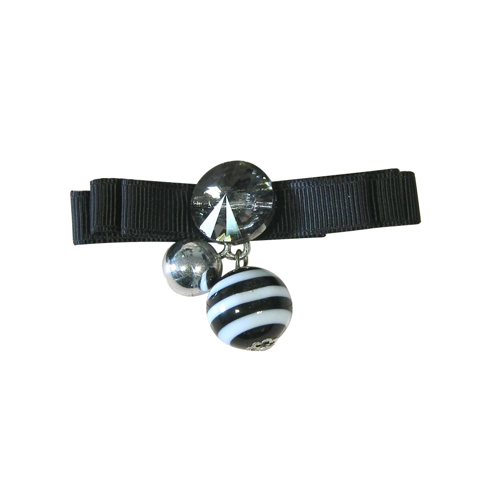 Аппликация декор обувная 17 черная, полосат.бусина, шт. Аппликации Пришивные Цветы Банты