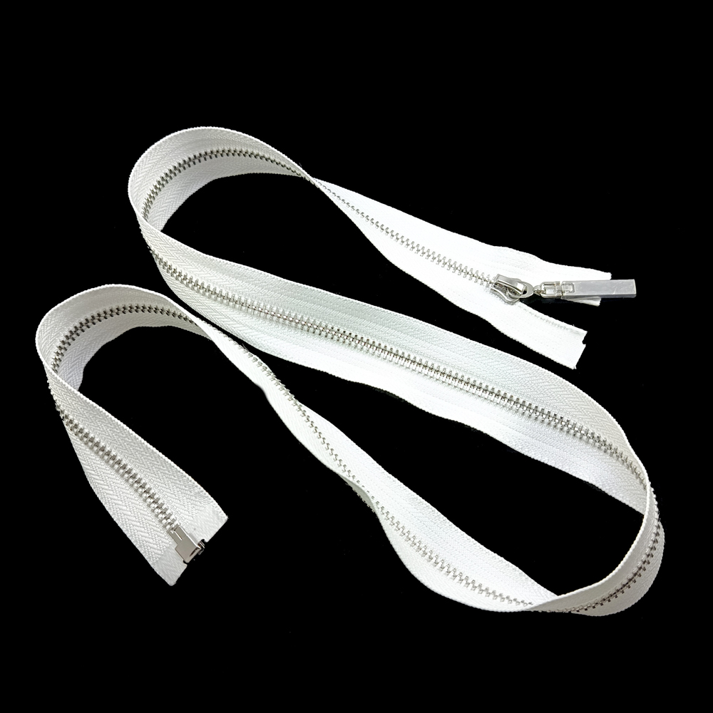 Змейка металл №5, 80см, О/Е, белая и никель, шт. Змейка Металл