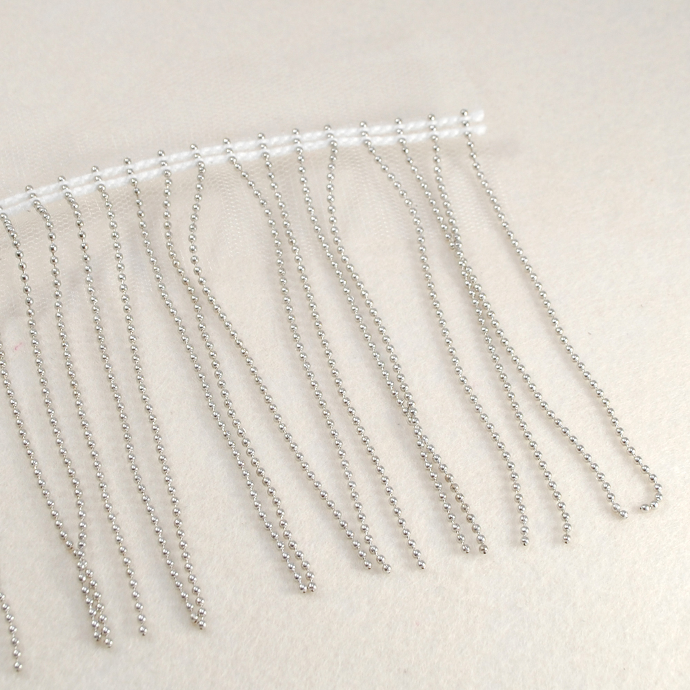 Бахрома из металла на сетке, белая основа, 9см, ярд. Тесьма из страз