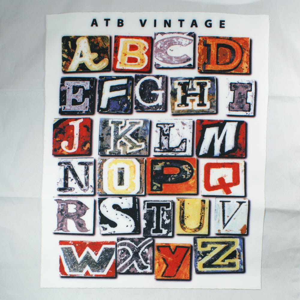 Аппликация пришивная ATB VINTAGE, 31*25,5см, цветной алфавит, белый фон, шт. Аппликации Пришивные Постер