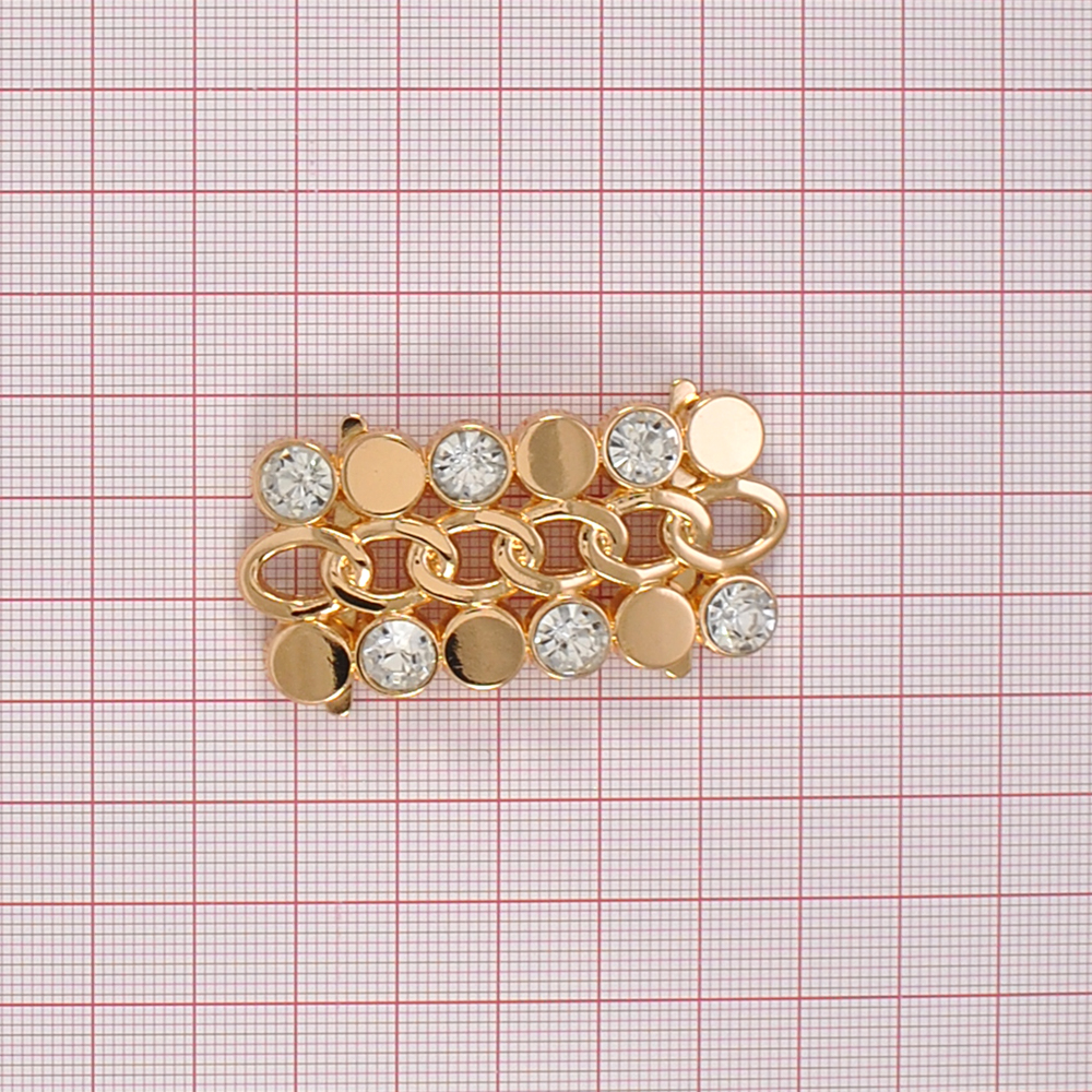 Краб металл KKS46462 Плетение 55*28мм GOLD, белые камни, шт. Крабы Металл Геометрия Декор