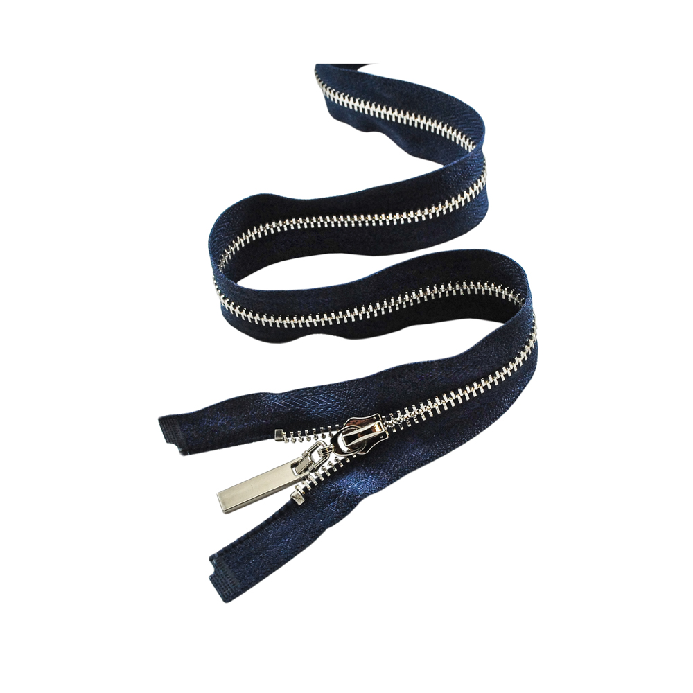 Змейка металлическая  №5 75см О/Е NIKEL, синяя ткань, односторонняя, шт. Змейка Металл