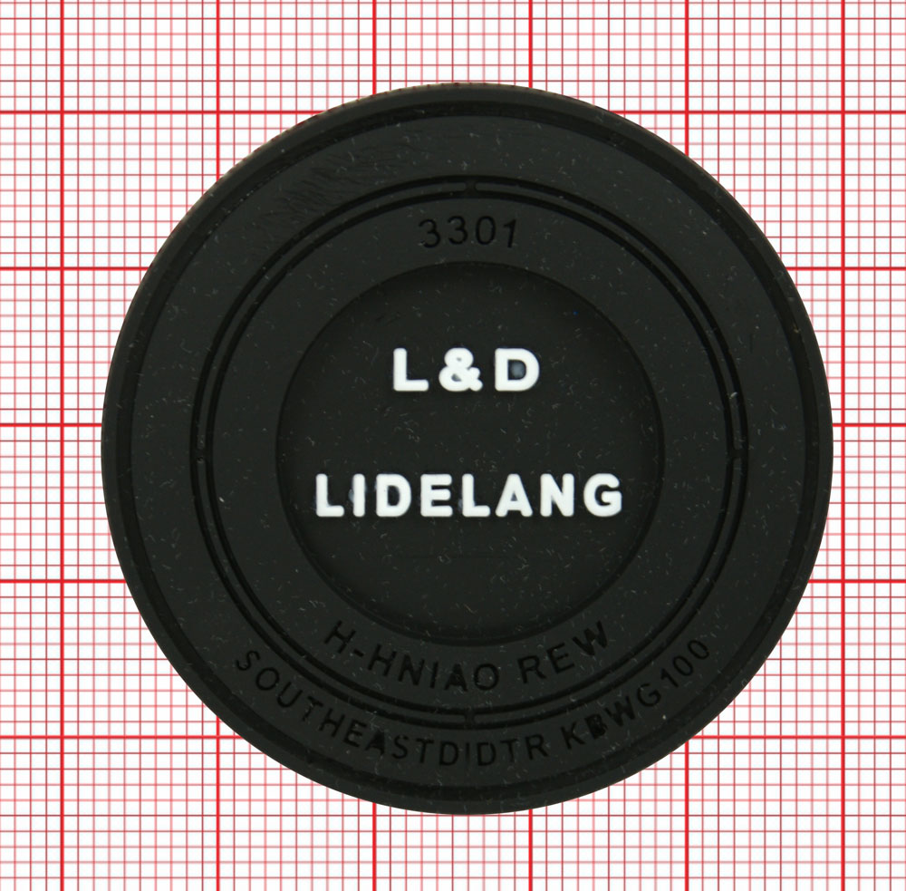 Лейба резиновая LIDELANG 52 мм. круглая, черный фон, белые буквы, шт. Лейба Резина