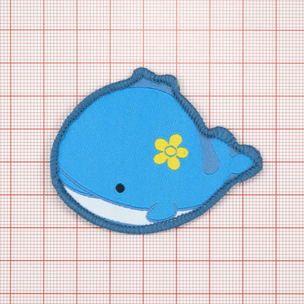 Нашивка тканевая Дельфинчик 63х49мм, с оверлоком /atkisatin/, шт. Нашивка Детская