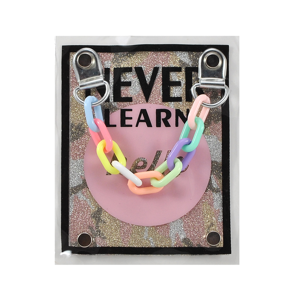 Лейба клеенка c цепочкой, Never, 7,5*9,3см, золото, розовый, черный, шт. Лейба Клеенка