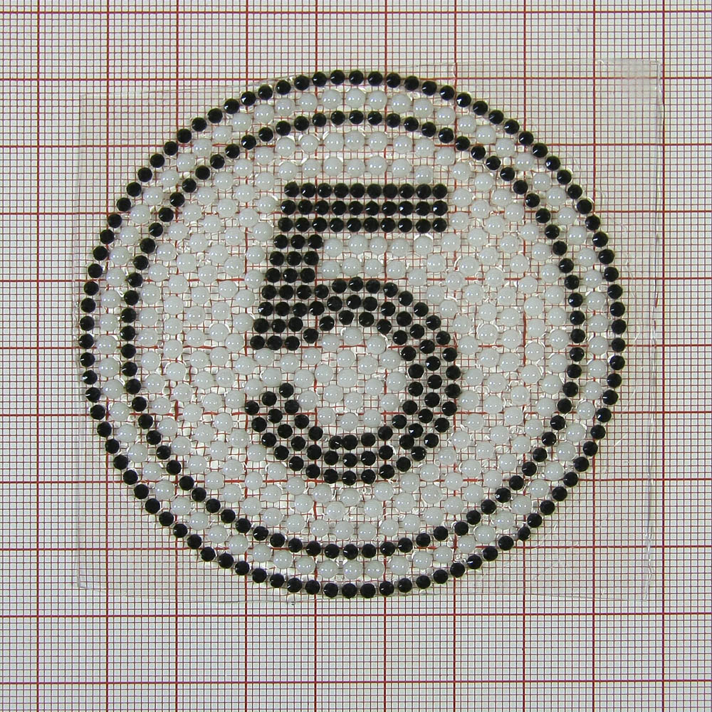 Аппликация клеевая стразы 5-ка 8см белый жемчуг, черные камни, шт. Аппликации клеевые Стразы комб.