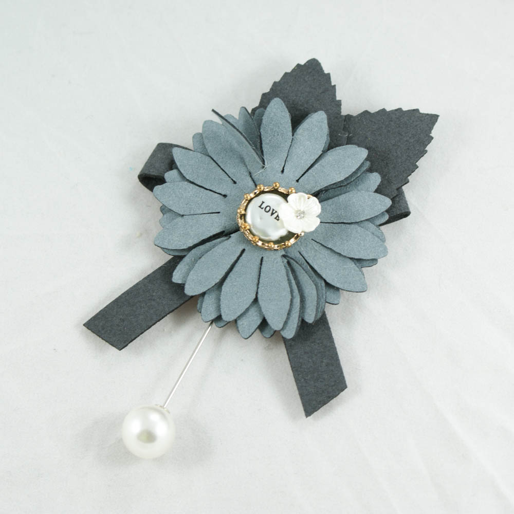 Булавка Астра Серая Love NIKEL, белый жемчуг, серая ткань, шт . Булавки