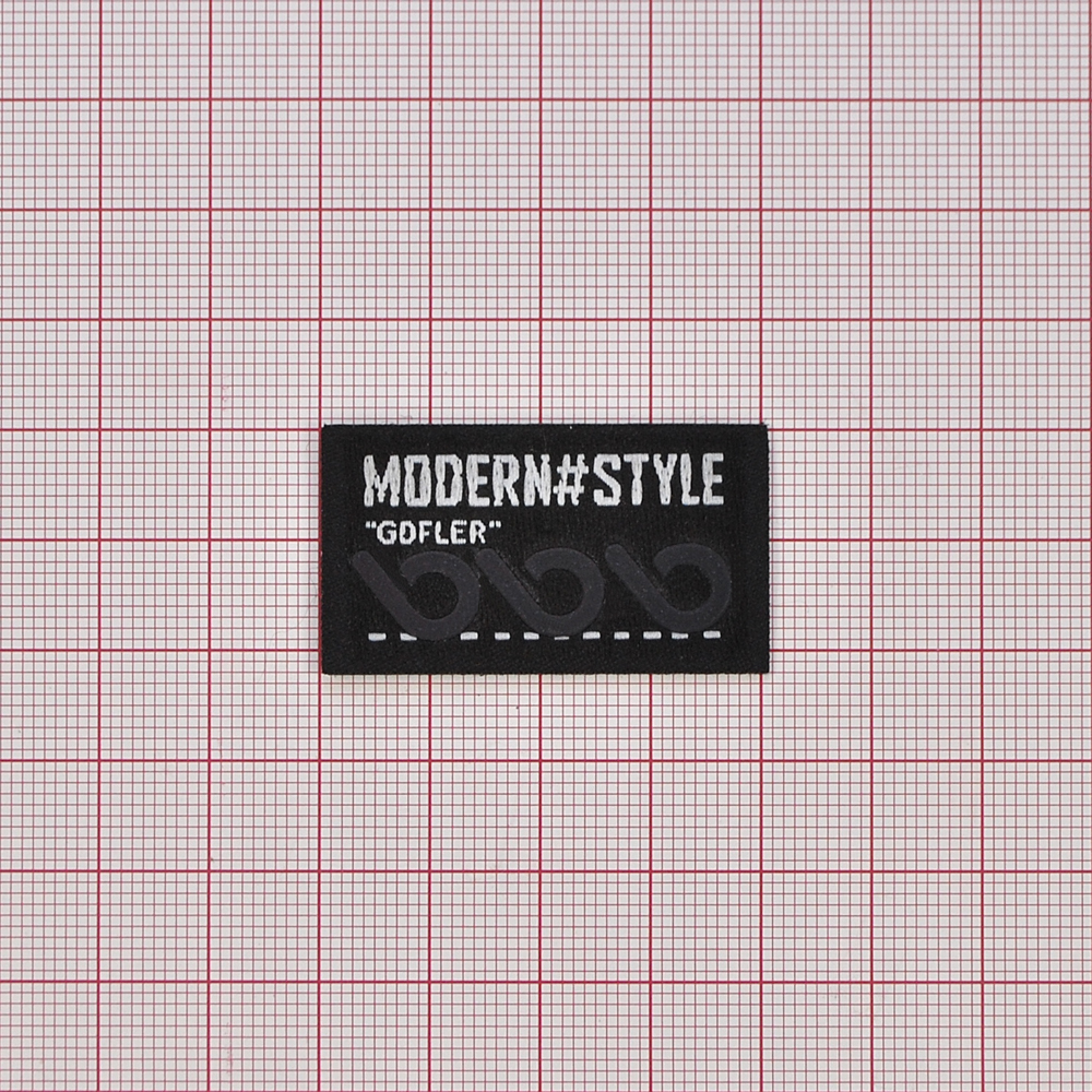 Лейба тканевая со светоотражающим лого  MODERN STYLE, 2,3*4см, черный, белый, радуга, шт. Лейба Ткань