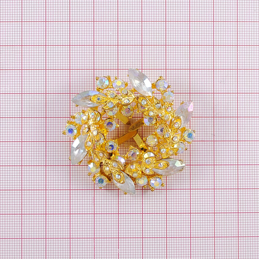 Краб металл Венок, GOLD, камни-хамелеон, шт. Крабы Металл Геометрия Декор