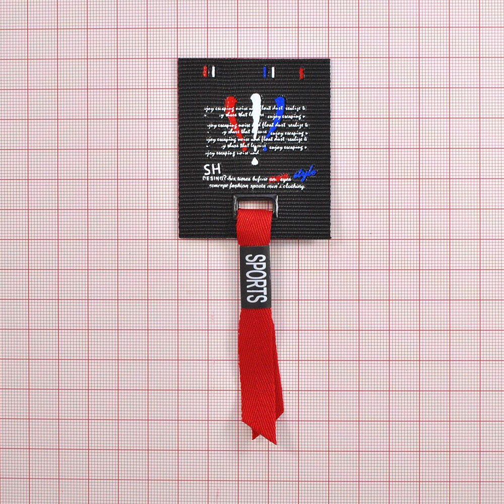 Лейба тканевая с подвеской SPORTS, 5*6см, черный, белый, красный, синий, шт. Лейба Ткань