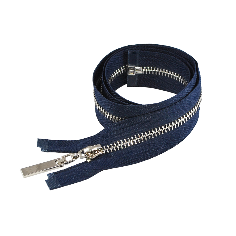 Змейка металлическая №5 80см О/Е NIKEL, синяя ткань, односторонняя, шт. Змейка Металл