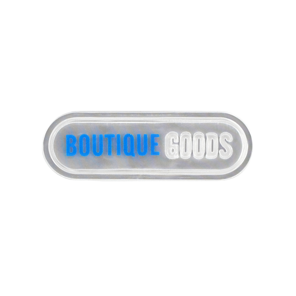 Лейба светоотражающая BOUTIQE GOODS 2,5*7,5см, серый, синий, шт. Лейба Кожзам
