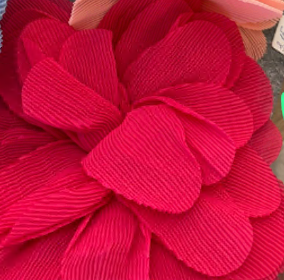Аппликация тканевая пришивная Цветок 22см гофрированный, малиновый, шт. Аппликации Пришивные Цветы Банты