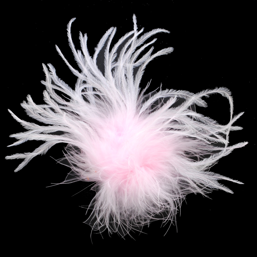 Брошь из перьев, 10-15см, светло-роз., шт.. Перья