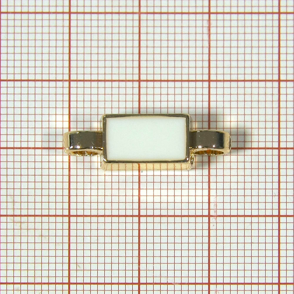 Декор металл пришивной F21503 GOLD, белая эмаль, 23*7мм. Декор Металл Пришивной