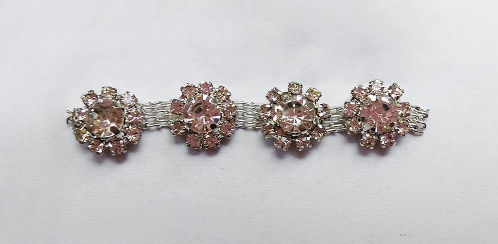 Декор металлический Цепочка со стразами Кружочки, 1,1см, серебро, crystal, ярд. Декор Металл Пришивной