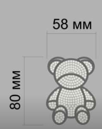 Термоаппликация Мишка, 5,8*8см, серый флуоресцентный, стразы SS6 никель /термопринтер/, шт. Термоаппликация термопринтер