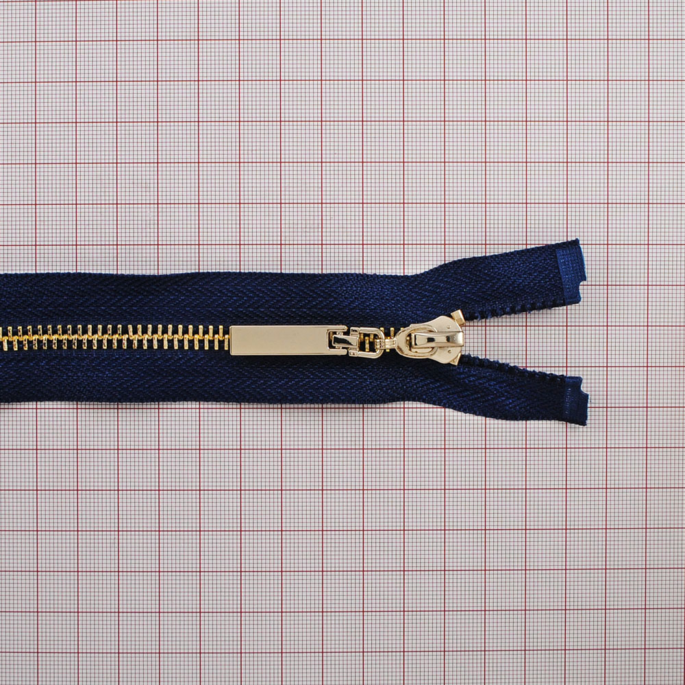 Змейка металлическая  №5 65см О/Е GOLD, синяя ткань, односторонняя, шт. Змейка Металл