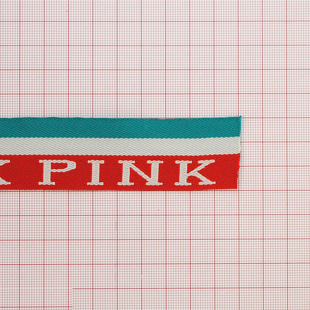 Тесьма тканевая пришивная PINK 3,1см, бирюзовый, красный, белый, 50ярд. Тесьма
