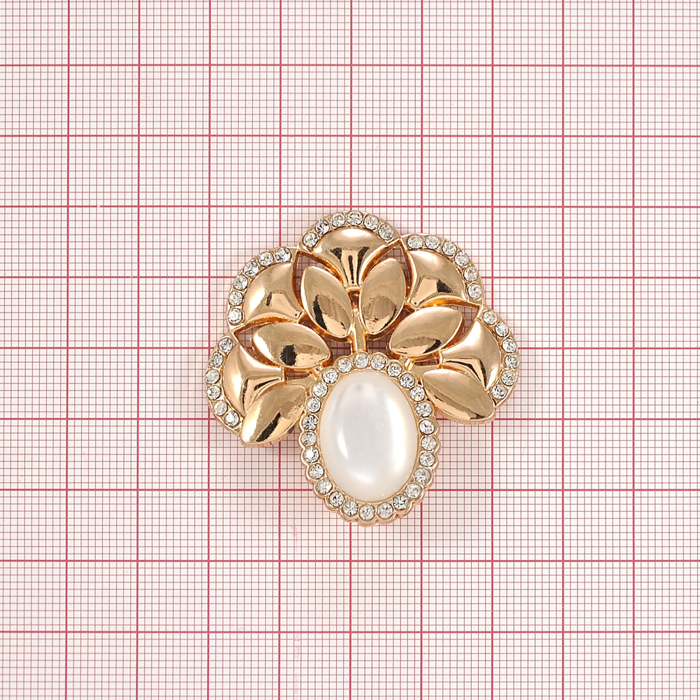 Краб металл 35301 Павлин 44мм GOLD, белые камни, белый кошачий глаз. Крабы Металл Геометрия Декор