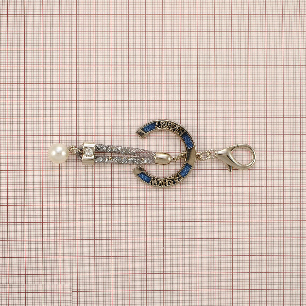 Подвеска металл FASHION, 12*4см, никель, серый, синий, белый  жемчуг, шт.. Подвески