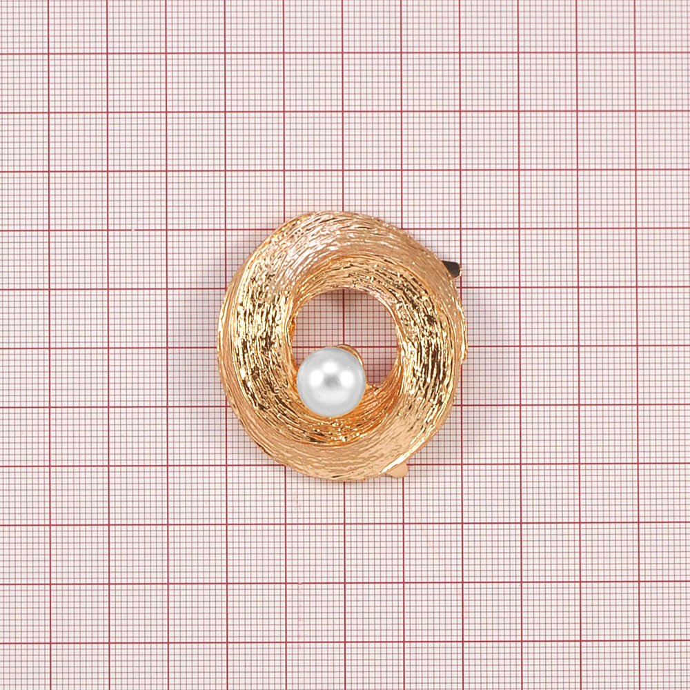 Краб металл 3175 Гнездышко GOLD, белый жемчуг 45*43, шт. Крабы Металл Геометрия Декор