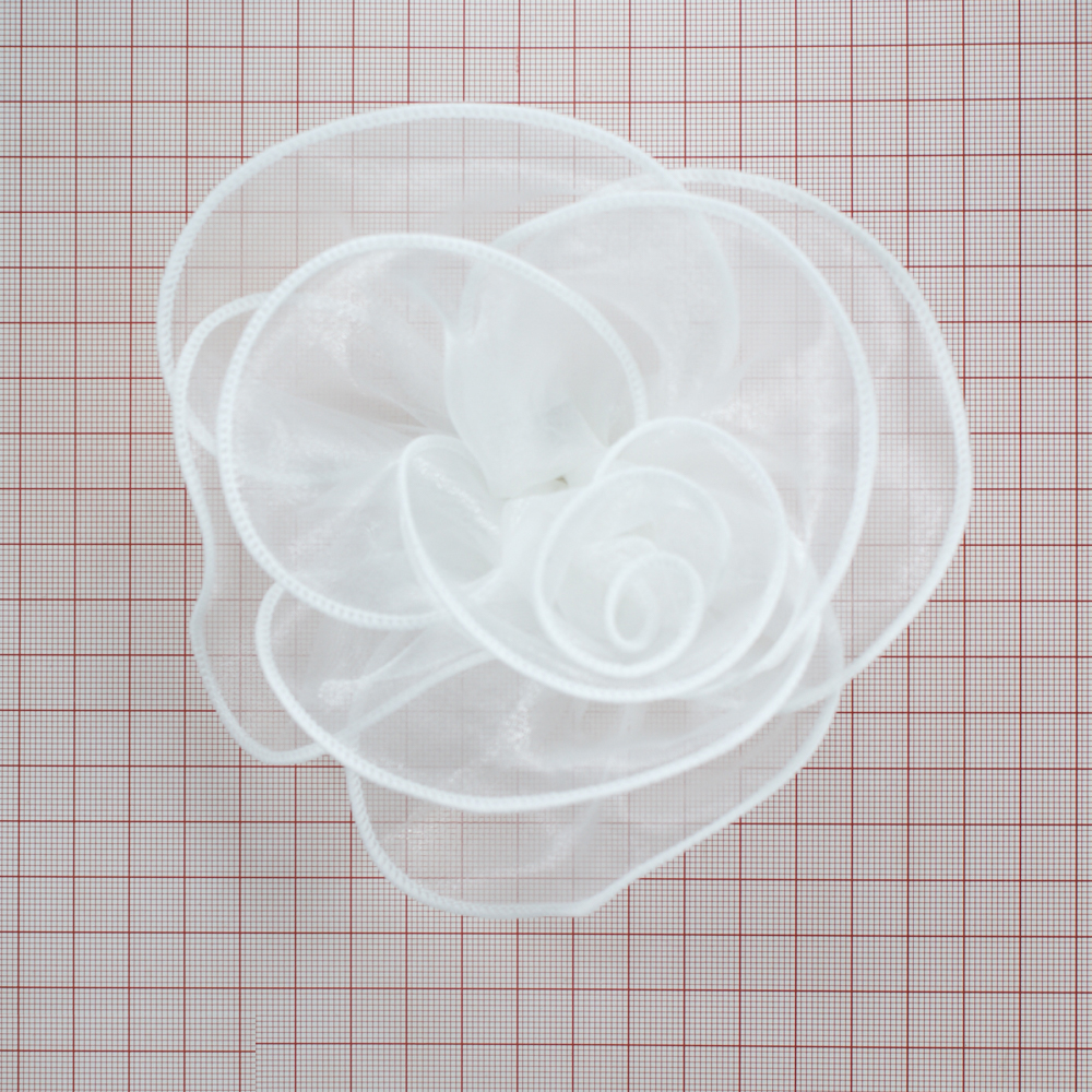 Аппликация декор Цветок органза 12см, белый. Аппликации Пришивные Цветы Банты