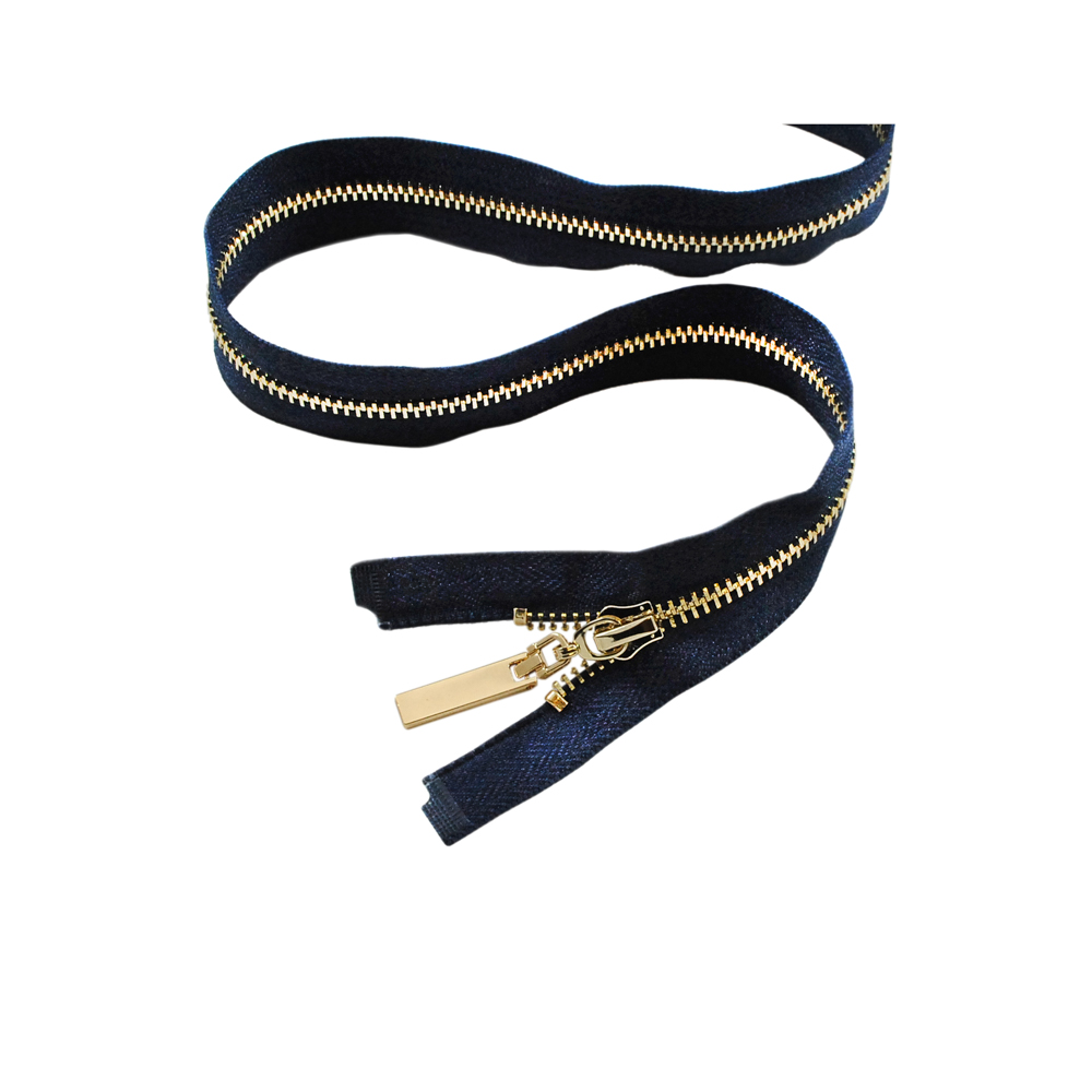 Змейка металлическая  №5 75см О/Е GOLD, синяя ткань, односторонняя, шт. Змейка Металл