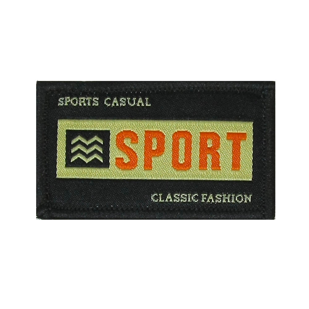 Нашивка тканевая рамка SPORTs casual 3,5*5,5см черная, желтый, красный, шт. Нашивка Вышивка, Ткань