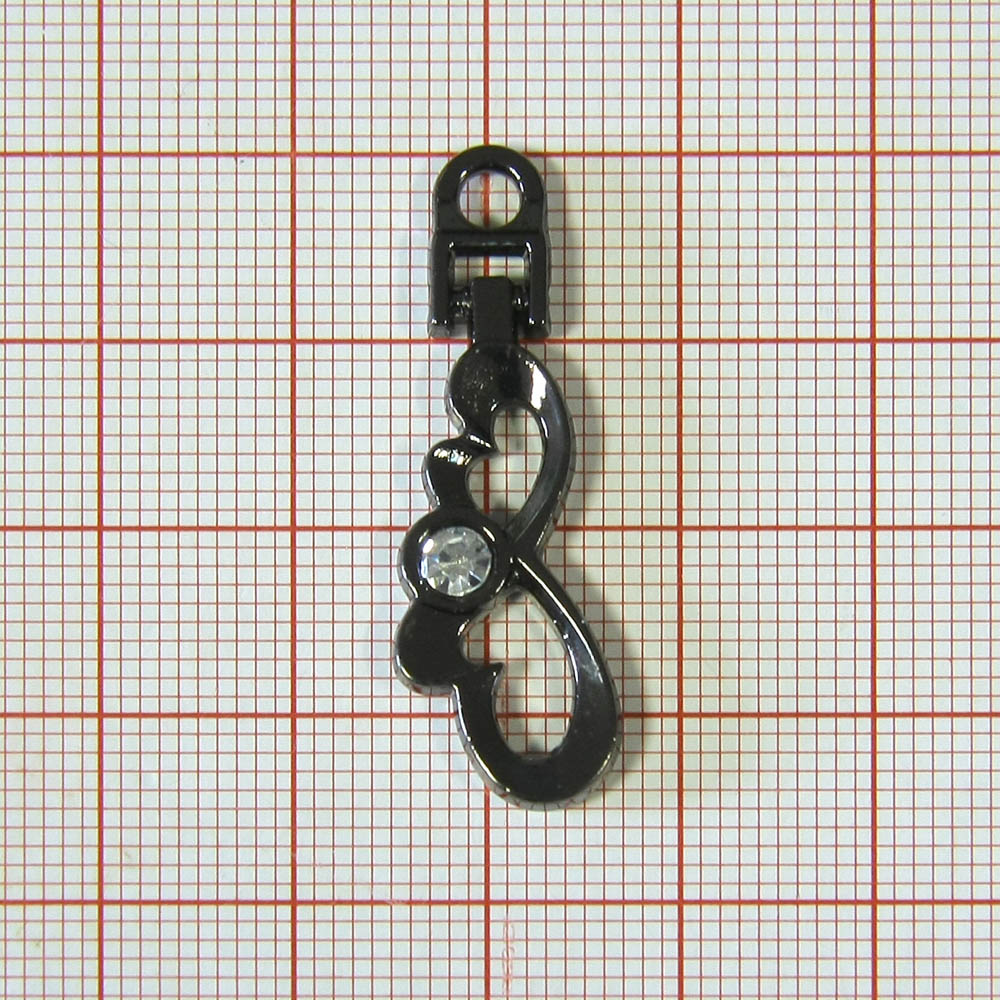 Подвеска металл Крыло-1 белый камень, 35мм, BLACK NIKEL, шт. Подвески