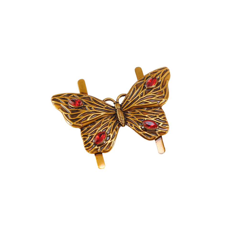 Краб металл Бабочка 5*3см GOLD, красные камни. Крабы Металл Цветы, Жуки