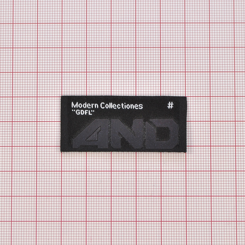 Лейба тканевая со светоотражающим лого  AND, 2,3*5см, черный, белый, радуга, шт. Лейба Ткань