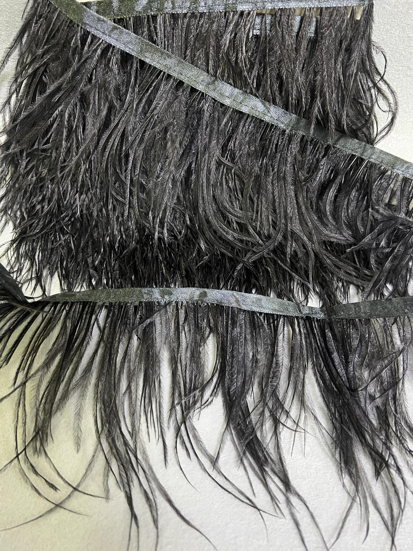 Перья в рулоне 10-14см черный, ярд. Перья