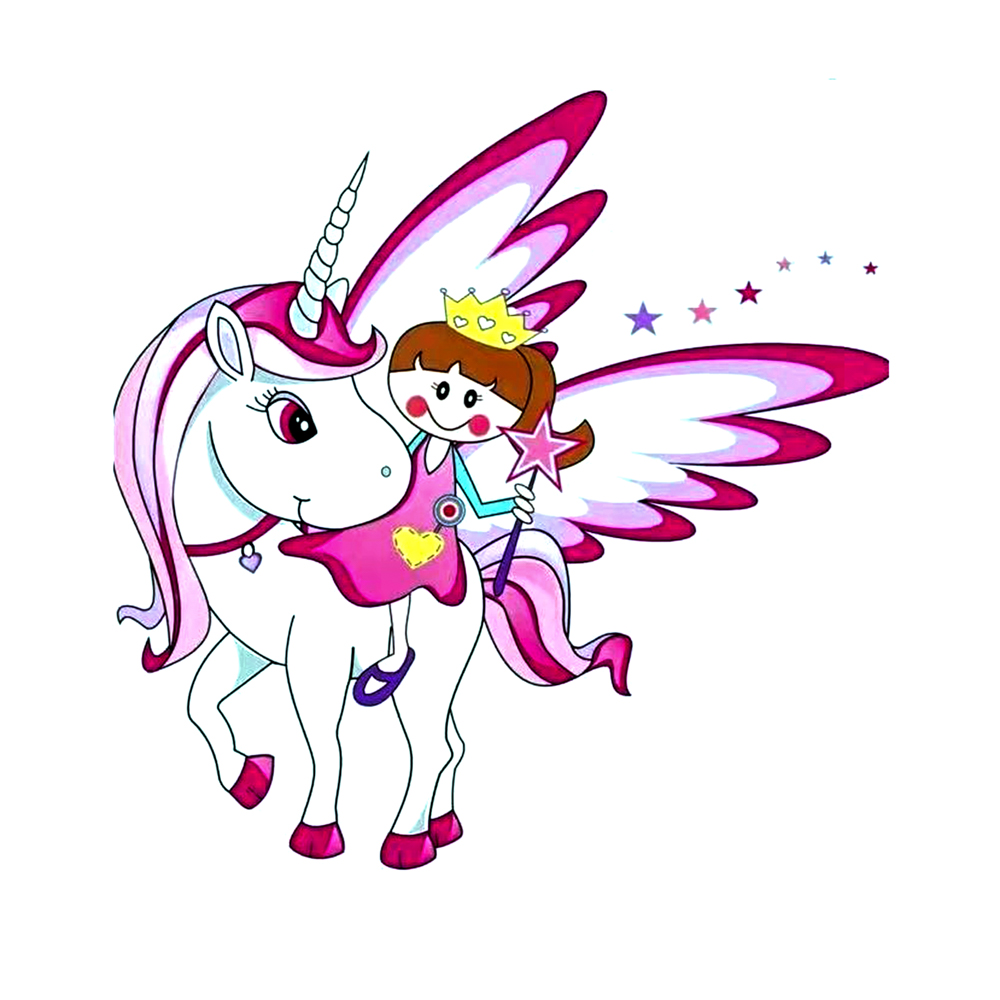 Термоаппликация Звездный Единорожек 7*7см, розовый, желтый, голубой, белый,  шт. Термопереводки Детские