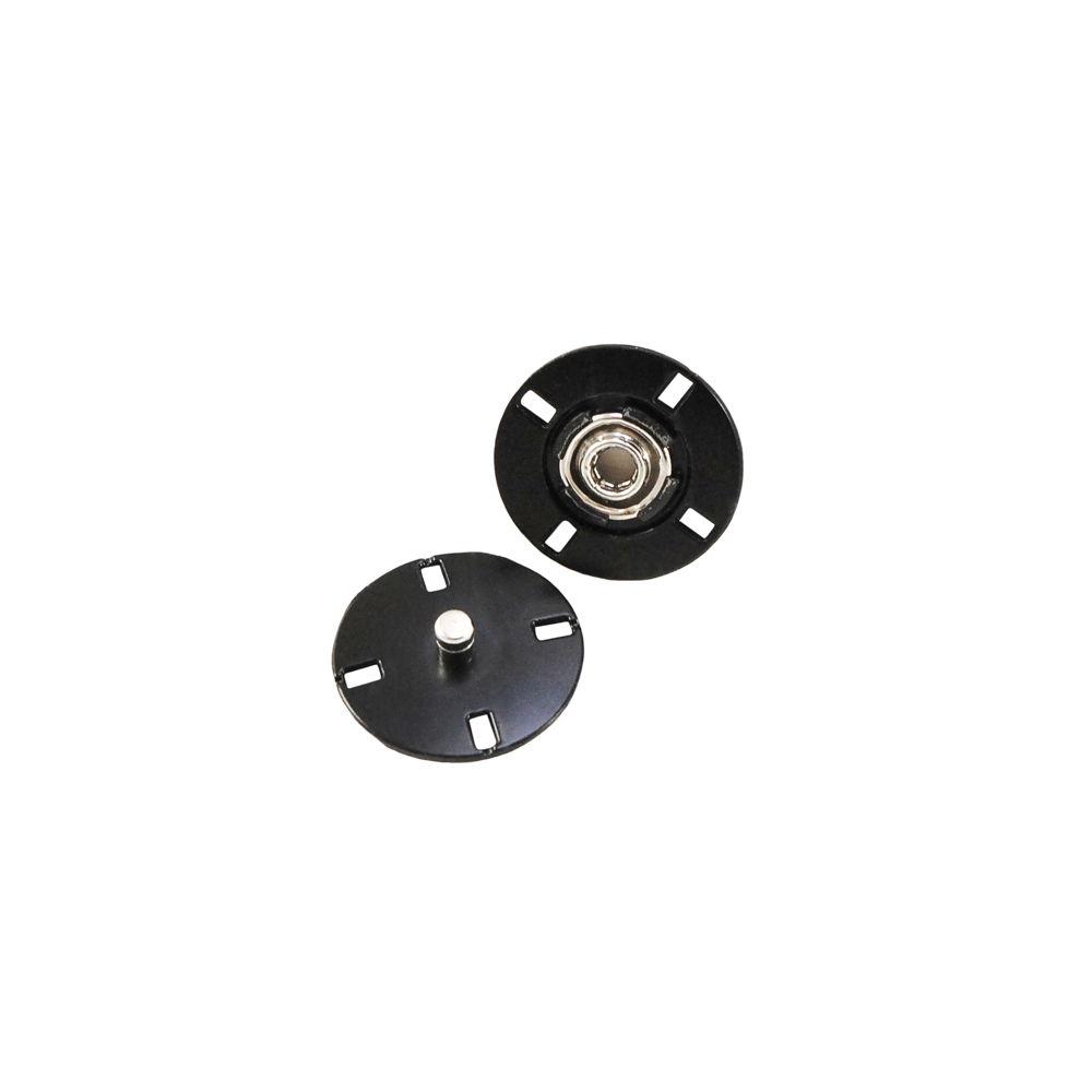 Кнопка металлическая пришивная потайная Круглая 21мм, матовый черный, шт. Кнопка пришивная потайная