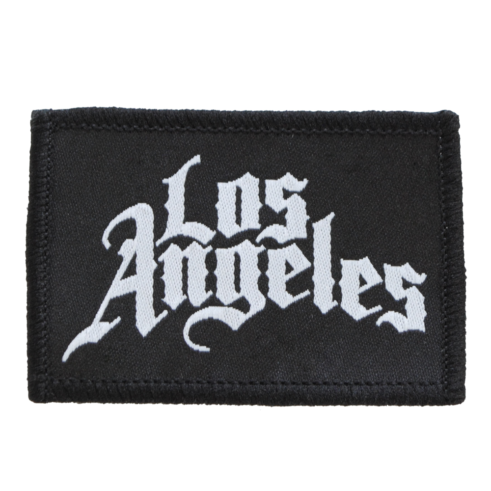 Шеврон приш. Los Angeles 45*63мм, черный и белый лого, оверлок /флизелин, 70 atki/, шт. Нашивка Ткань