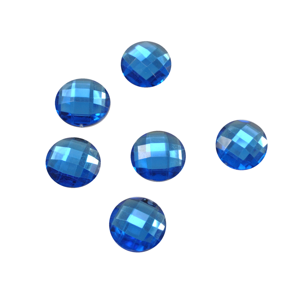 Стразы Д на клей, круг 18мм синий 14, 1тыс.шт. Стразы на клей