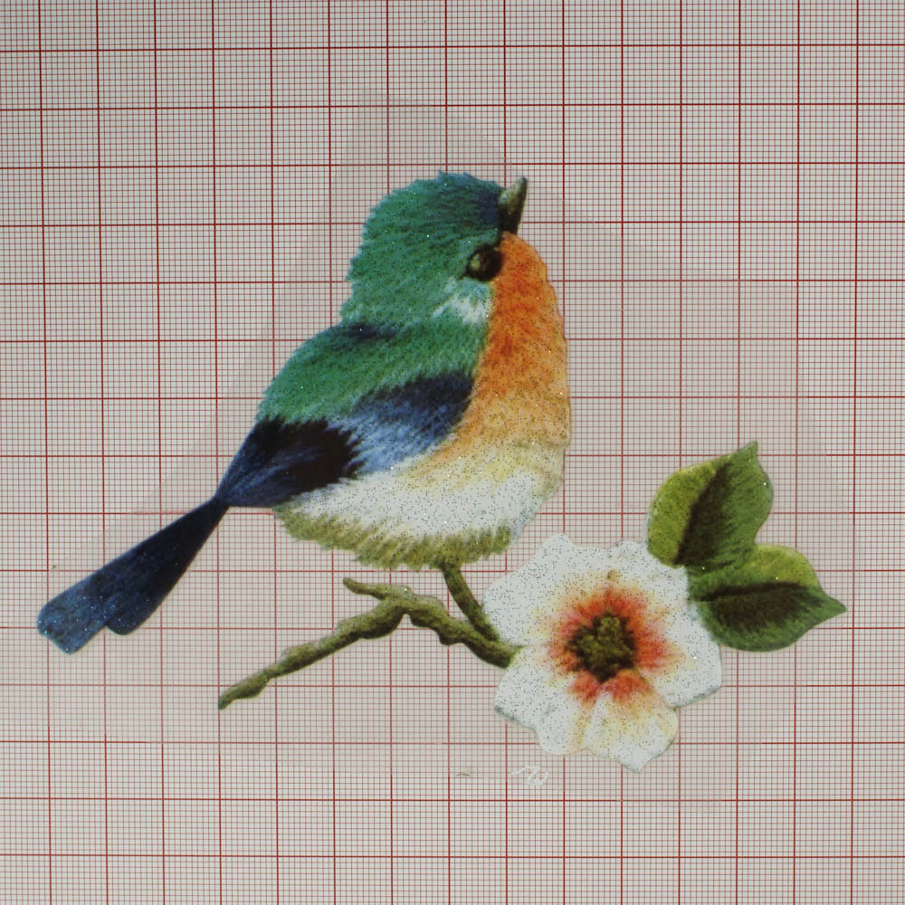 Термоаппликация Птица Снегирь 13,9*10см, цветная, шт. Термоаппликации Накатанный рисунок
