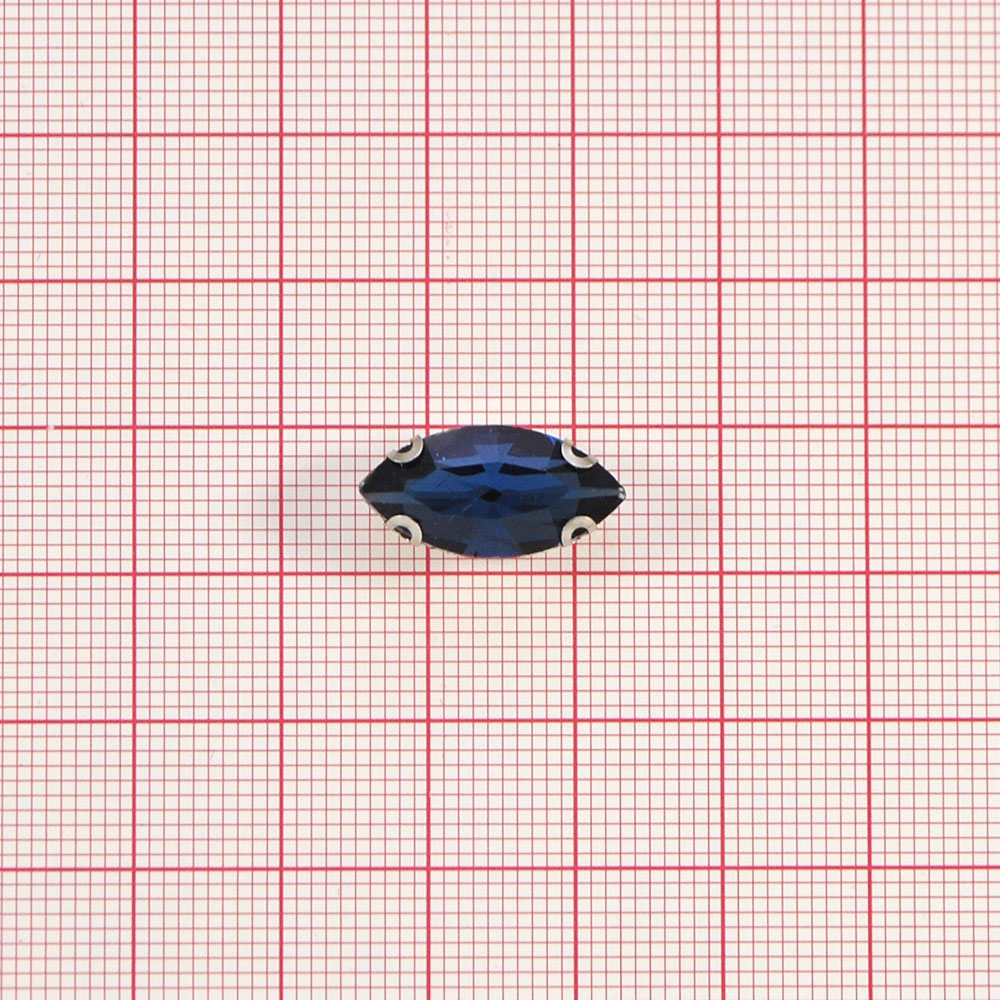 Стразы пришивные в металле, лодка, 9*18мм, dark blue, шт. Стразы пришивные в металле